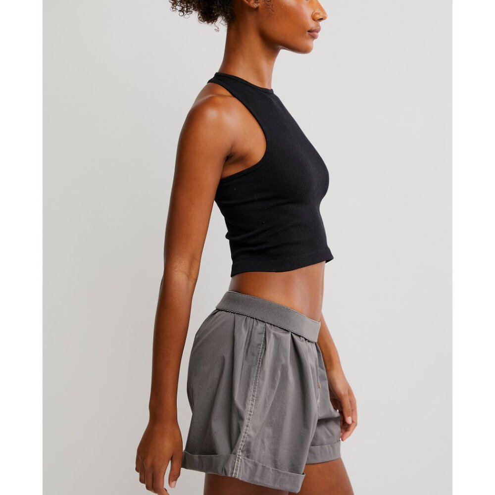 Free People Black Ribbed Cropped Tank - Picture 2 of 6